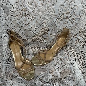 Formal gold rhinestone embellished sandal
